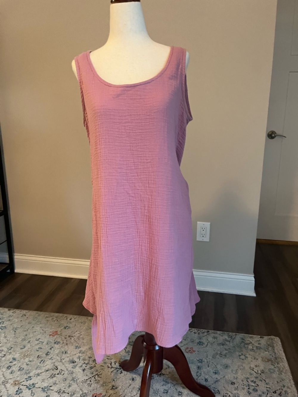 Lightweight Mauve Sleeveless Summer Cottagecore Dress